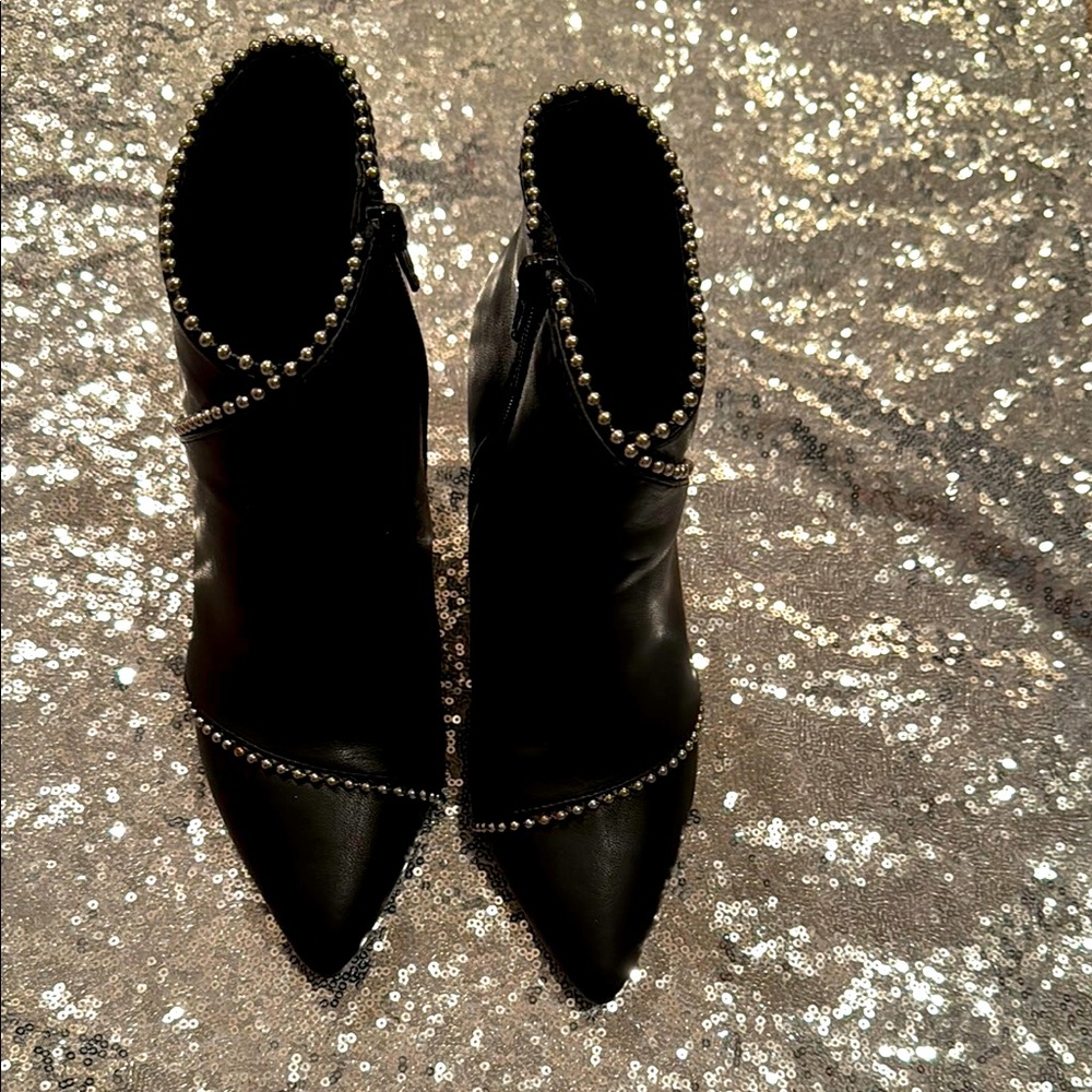 BRAND NEW Elegant Black Studded Women's Ankle Boots 3’ heel